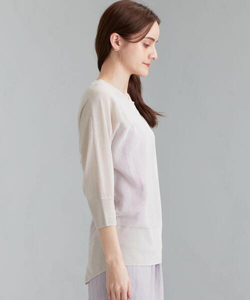 green label relaxing（グリーンレーベルリラクシング）の「[ 手洗い可能 ] FM シアー ドルマン プルオーバー ニット（ニット/セーター・レディース・ブラック/ライム/ナチュラル・FREE）」の4枚目の写真