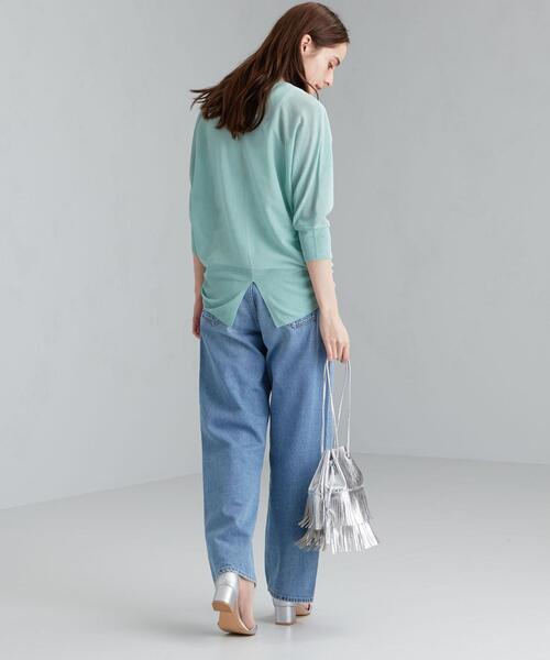 green label relaxing（グリーンレーベルリラクシング）の「[ 手洗い可能 ] FM シアー ドルマン プルオーバー ニット（ニット/セーター・レディース・ブラック/ライム/ナチュラル・FREE）」の13枚目の写真