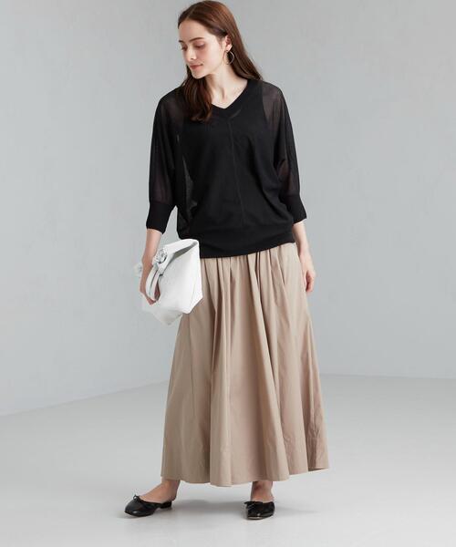 green label relaxing（グリーンレーベルリラクシング）の「[ 手洗い可能 ] FM シアー ドルマン プルオーバー ニット（ニット/セーター・レディース・ブラック/ライム/ナチュラル・FREE）」の15枚目の写真