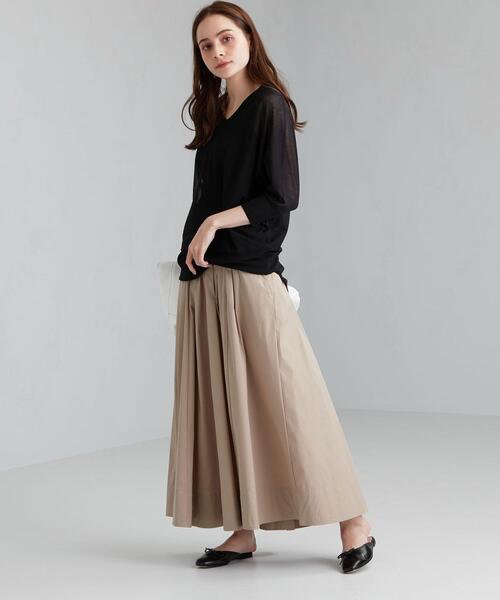 green label relaxing（グリーンレーベルリラクシング）の「[ 手洗い可能 ] FM シアー ドルマン プルオーバー ニット（ニット/セーター・レディース・ブラック/ライム/ナチュラル・FREE）」の9枚目の写真