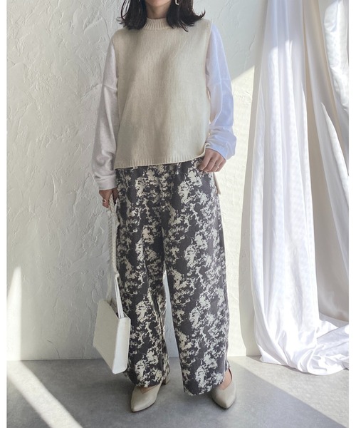She's Closet（シーズクローゼット）の「総柄フルレングスストレートパンツ（その他パンツ・レディース・グレー/モカ/ブラック・FREE）」の4枚目の写真