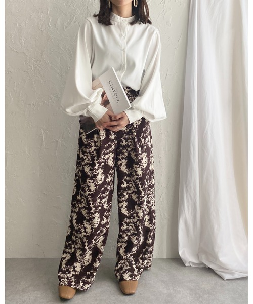 She's Closet（シーズクローゼット）の「総柄フルレングスストレートパンツ（その他パンツ・レディース・グレー/モカ/ブラック・FREE）」の5枚目の写真