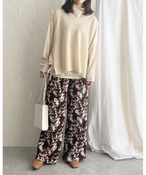 She's Closet（シーズクローゼット）の「総柄フルレングスストレートパンツ（その他パンツ・レディース・グレー/モカ/ブラック・FREE）」の7枚目の写真