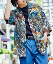 KANGOL/カンゴール 別注 ロゴ刺繍 ビッグシルエット 柄シャツ 総柄 オープンカラーシャツ アロハシャツ