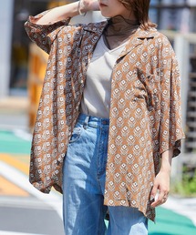 KANGOL/カンゴール 別注 ロゴ刺繍 ビッグシルエット 柄シャツ 総柄 オープンカラーシャツ アロハシャツ