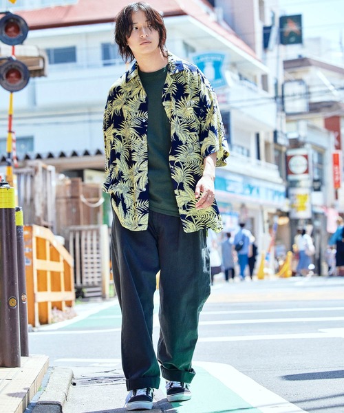 KANGOL/カンゴール 別注 ロゴ刺繍 ビッグシルエット 柄シャツ 総柄