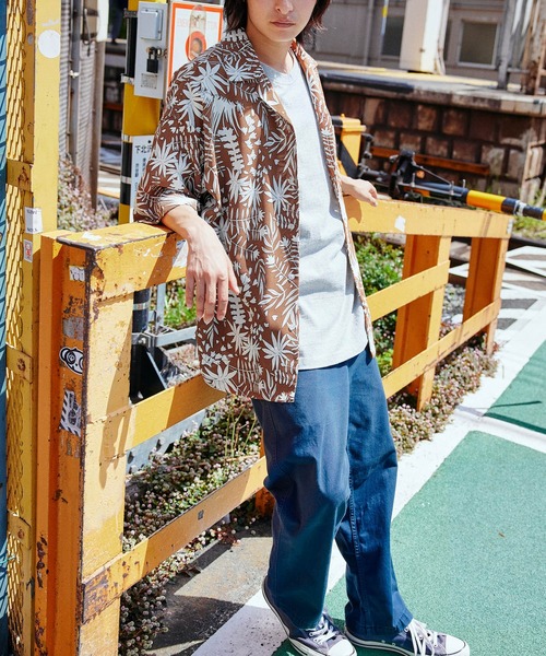 KANGOL/カンゴール 別注 ロゴ刺繍 ビッグシルエット 柄シャツ 総柄