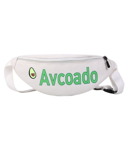 Anuenue(アヌエヌエ)の「アボカドロゴ入りボディバッグ(ボディバッグ/ウエストポーチ・レディース・ホワイト/ブラック・FREE)」の1枚目の写真