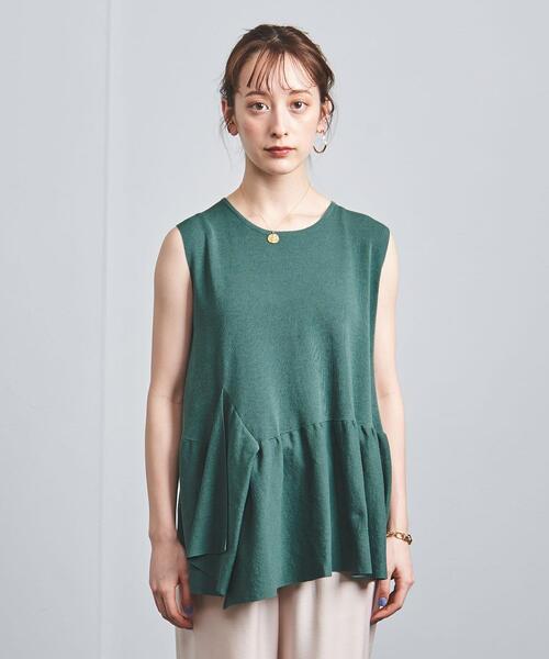 UNITED ARROWS(ユナイテッドアローズ)の「UBC C/PE イレギュラーペプラム ノースリーブ ニット†◆(ニット/セーター・レディース・グレー/ケリー・FREE)」の8枚目の写真