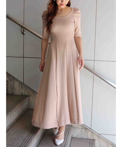 ROYAL PARTY（ロイヤルパーティー）の「パワショルニットフレアワンピース（ワンピース・レディース・ブラック/ベージュ/グリーン・FREE）」の17枚目の写真