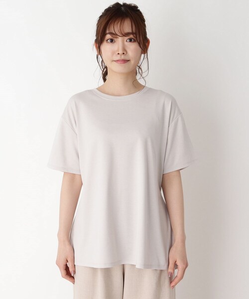 pink adobe(ピンクアドベ)の「◆【M-3L】【洗える/抗菌防臭/UVケア】前後2WAYリボンTシャツ(Tシャツ/カットソー・レディース・ライトグレー/ブラック/レモンイエロー/パープル系4/アイボリー系2・38/40/42/44)」の6枚目の写真