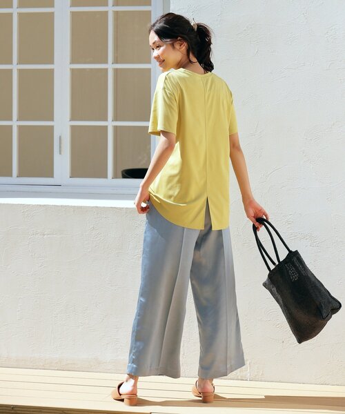 pink adobe(ピンクアドベ)の「◆【M-3L】【洗える/抗菌防臭/UVケア】前後2WAYリボンTシャツ(Tシャツ/カットソー・レディース・ライトグレー/ブラック/レモンイエロー/パープル系4/アイボリー系2・38/40/42/44)」の8枚目の写真