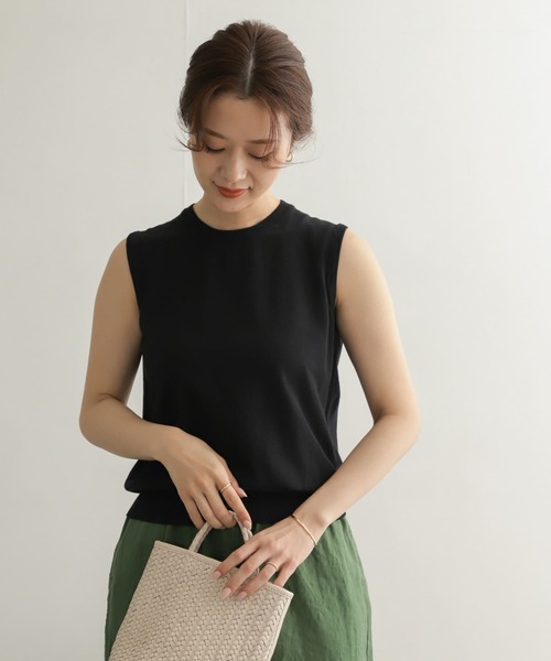 URBAN RESEARCH DOORS（アーバンリサーチドアーズ）の「ハイツイストコットンノースリーブニット（ニット/セーター・レディース・ブラック/ベージュ/ブルー/グリーン系その他・ONE）」の6枚目の写真