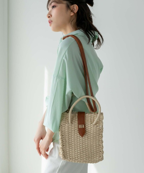 Edit Sheen（エディットシーン）の「2wayスクエアペーパーバッグ（かごバッグ・レディース・アイボリー/ベージュ・FREE）」の2枚目の写真