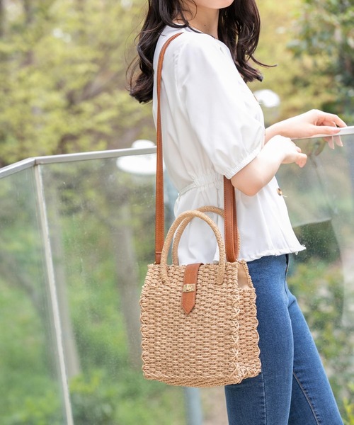 Edit Sheen（エディットシーン）の「2wayスクエアペーパーバッグ（かごバッグ・レディース・アイボリー/ベージュ・FREE）」の15枚目の写真