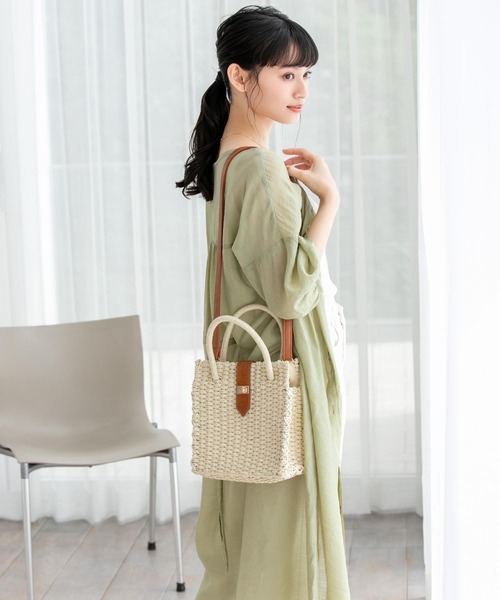 Edit Sheen（エディットシーン）の「2wayスクエアペーパーバッグ（かごバッグ・レディース・アイボリー/ベージュ・FREE）」の12枚目の写真