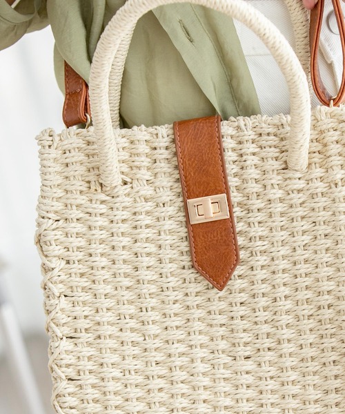 Edit Sheen（エディットシーン）の「2wayスクエアペーパーバッグ（かごバッグ・レディース・アイボリー/ベージュ・FREE）」の10枚目の写真