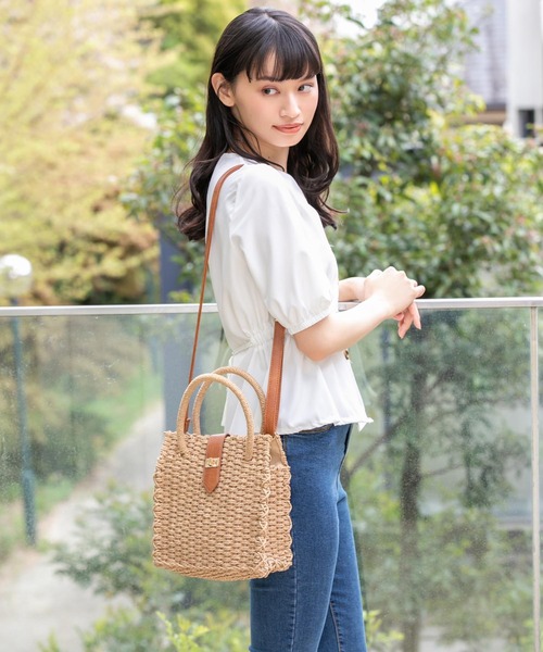 Edit Sheen（エディットシーン）の「2wayスクエアペーパーバッグ（かごバッグ・レディース・アイボリー/ベージュ・FREE）」の16枚目の写真