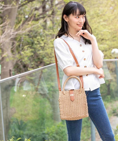 Edit Sheen（エディットシーン）の「2wayスクエアペーパーバッグ（かごバッグ・レディース・アイボリー/ベージュ・FREE）」の17枚目の写真