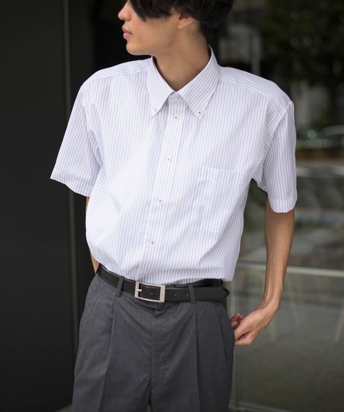 SETUP7（セットアップセブン）の「【ARVENSIS THE CLASSIC/LADE ASTON】クールビズ 半袖シャツ 形態安定/防シワ（ビジネスシャツ・メンズ・ブラック系1/ブルー系1/ホワイト系1/サックスブルー系1・首回り41cm/首回り43cm/首回り39cm）」の19枚目の写真