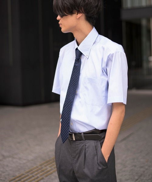 SETUP7（セットアップセブン）の「【ARVENSIS THE CLASSIC/LADE ASTON】クールビズ 半袖シャツ 形態安定/防シワ（ビジネスシャツ・メンズ・ブラック系1/ブルー系1/ホワイト系1/サックスブルー系1・首回り41cm/首回り43cm/首回り39cm）」の21枚目の写真