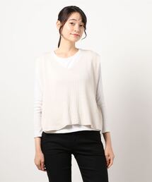 Samansa Mos2 | Vネック脇リボンニットベスト(ベスト)