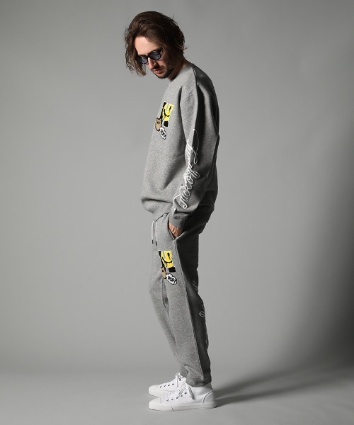 STUD MUFFIN（スタッドマフィン）の「msw912-TC裏毛起毛 マルチサガラパッチ&フォームプリント スエットシャツ（スウェット・メンズ・ブラック/杢グレー・2/4/3）」の9枚目の写真