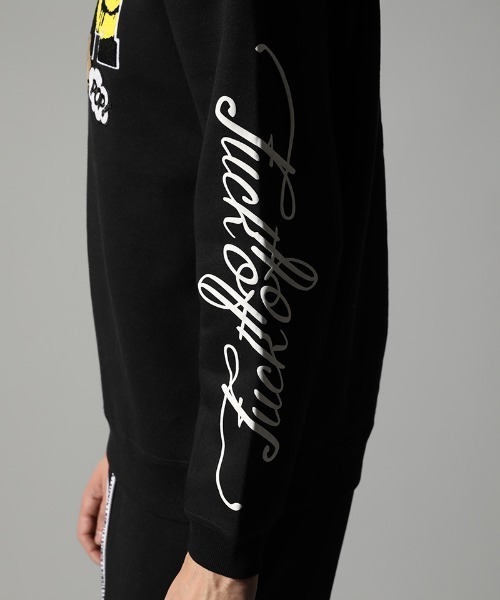 STUD MUFFIN（スタッドマフィン）の「msw912-TC裏毛起毛 マルチサガラパッチ&フォームプリント スエットシャツ（スウェット・メンズ・ブラック/杢グレー・2/4/3）」の12枚目の写真