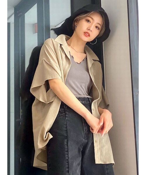 EMODA（エモダ）の「シャーリングラフシャツ（シャツ/ブラウス・レディース・ブラック/ブルー/ベージュ/その他・FREE）」の8枚目の写真