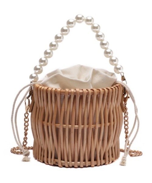 LAC-VERT（ラック・ヴェール）の「パール2WAYミニかごバッグ（かごバッグ・レディース・ベージュ/その他1・FREE）」の3枚目の写真