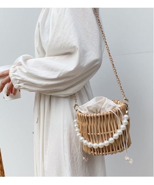 LAC-VERT（ラック・ヴェール）の「パール2WAYミニかごバッグ（かごバッグ・レディース・ベージュ/その他1・FREE）」の4枚目の写真