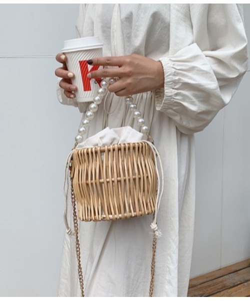 LAC-VERT（ラック・ヴェール）の「パール2WAYミニかごバッグ（かごバッグ・レディース・ベージュ/その他1・FREE）」の5枚目の写真