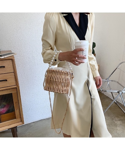 LAC-VERT（ラック・ヴェール）の「パール2WAYミニかごバッグ（かごバッグ・レディース・ベージュ/その他1・FREE）」の13枚目の写真