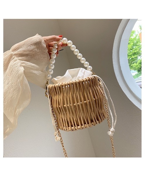 LAC-VERT（ラック・ヴェール）の「パール2WAYミニかごバッグ（かごバッグ・レディース・ベージュ/その他1・FREE）」の8枚目の写真