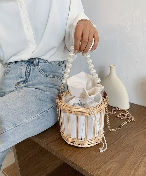 LAC-VERT（ラック・ヴェール）の「パール2WAYミニかごバッグ（かごバッグ・レディース・ベージュ/その他1・FREE）」の20枚目の写真