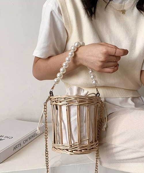 LAC-VERT（ラック・ヴェール）の「パール2WAYミニかごバッグ（かごバッグ・レディース・ベージュ/その他1・FREE）」の21枚目の写真