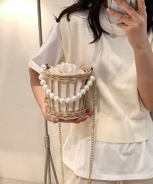 LAC-VERT（ラック・ヴェール）の「パール2WAYミニかごバッグ（かごバッグ・レディース・ベージュ/その他1・FREE）」の22枚目の写真