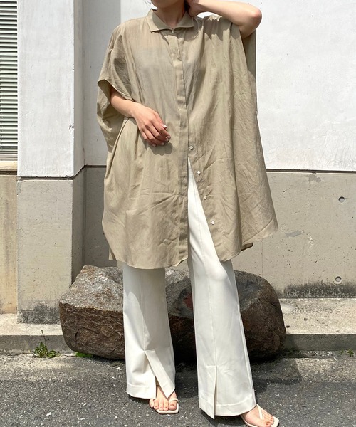 CAPRICIEUX LE'MAGE（カプリシューレマージュ）の「BOXスリーブシャツ（シャツ/ブラウス・レディース・ブラック/グレイッシュベージュ/グリーン・FREE）」の8枚目の写真