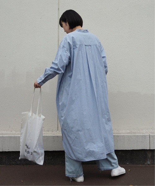 JOURNAL STANDARD LUXE ジャーナルスタンダード バンドカラー ロングシャツ シャツワンピース チェック ネイビー JOURNAL STANDARD LUXE（ジャーナルスタンダード ラックス）の