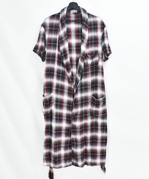 【ヴィンテージ古着】60s HOMECOMFT チェック柄 ロングガウンコート