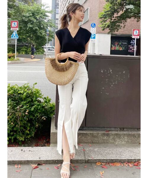 MURUA(ムルーア)の「コンパクトカシュクールニット(ニット/セーター・レディース・ブラック/ライトグリーン/アイボリー・FREE)」の18枚目の写真