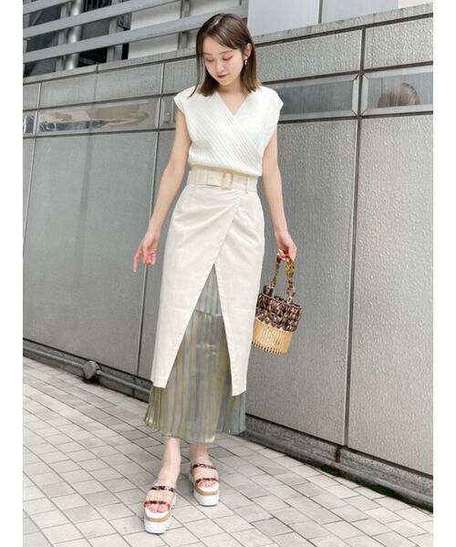 MURUA(ムルーア)の「コンパクトカシュクールニット(ニット/セーター・レディース・ブラック/ライトグリーン/アイボリー・FREE)」の9枚目の写真