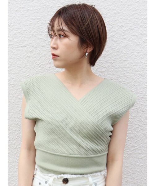 MURUA(ムルーア)の「コンパクトカシュクールニット(ニット/セーター・レディース・ブラック/ライトグリーン/アイボリー・FREE)」の13枚目の写真