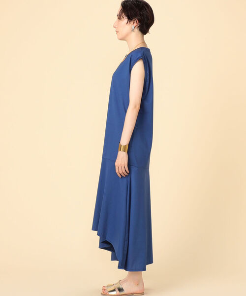 NOLLEY’S（ノーリーズ）の「【SALT+JAPAN/ソルトプラスジャパン】防汚加工アシンメトリーワンピース（ワンピース・レディース・ブルー/ブラック・MEDIUM）」の5枚目の写真