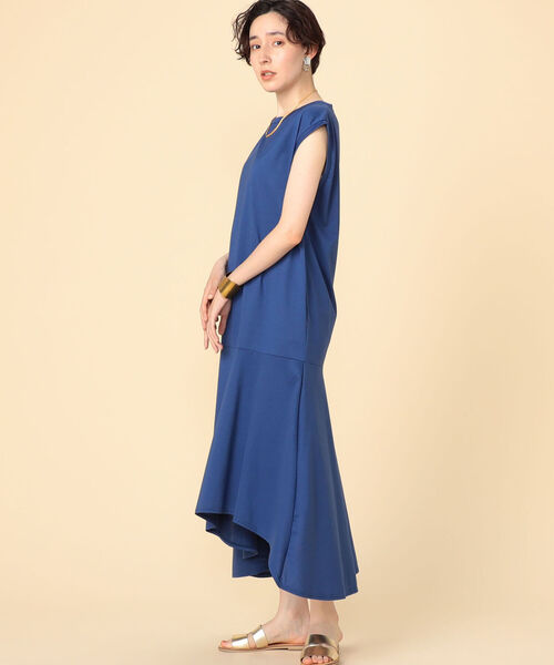 NOLLEY’S（ノーリーズ）の「【SALT+JAPAN/ソルトプラスジャパン】防汚加工アシンメトリーワンピース（ワンピース・レディース・ブルー/ブラック・MEDIUM）」の12枚目の写真