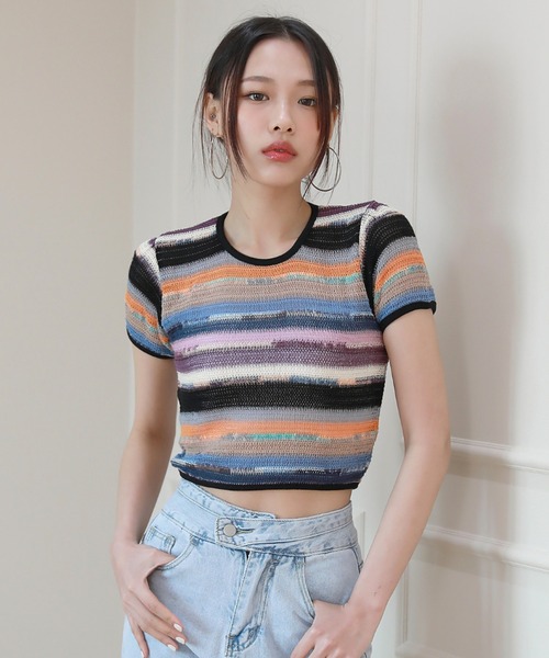 girlish 美品 ボンボリTシャツ VERYStore別注カラーネイビー 5e63275f691d87a5475bd569c33c51