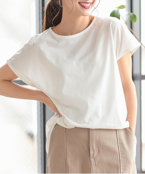 KOBE LETTUCE（コウベレタス）の「汗ジミ防止ノースリーブカットソー＆フレンチスリーブTシャツ（Tシャツ/カットソー・レディース・ブラック/ベージュ系その他/ホワイト系その他/ミント/オフホワイト/ブラック系その他/ブラウン系その他/ブラウン/ベージュ/グリーン系その他・1/2）」の2枚目の写真