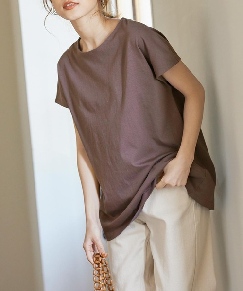 KOBE LETTUCE（コウベレタス）の「汗ジミ防止ノースリーブカットソー＆フレンチスリーブTシャツ（Tシャツ/カットソー・レディース・ブラック/ベージュ系その他/ホワイト系その他/ミント/オフホワイト/ブラック系その他/ブラウン系その他/ブラウン/ベージュ/グリーン系その他・1/2）」の6枚目の写真