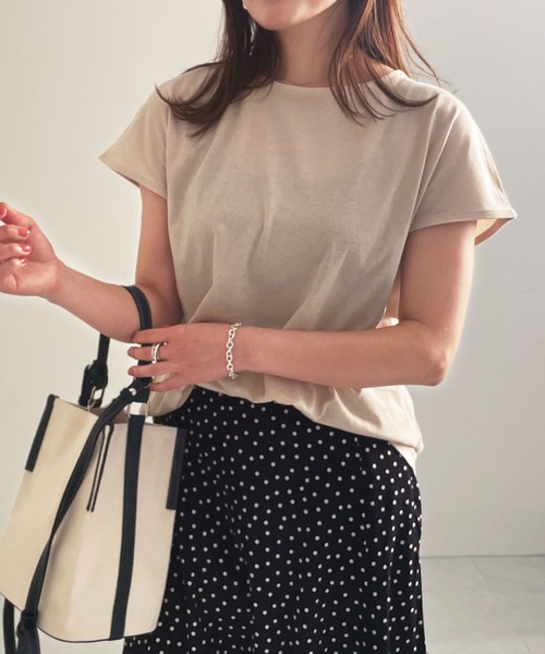 KOBE LETTUCE（コウベレタス）の「汗ジミ防止ノースリーブカットソー＆フレンチスリーブTシャツ（Tシャツ/カットソー・レディース・ブラック/ベージュ系その他/ホワイト系その他/ミント/オフホワイト/ブラック系その他/ブラウン系その他/ブラウン/ベージュ/グリーン系その他・1/2）」の8枚目の写真