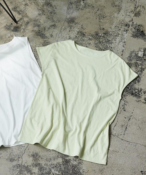 KOBE LETTUCE（コウベレタス）の「汗ジミ防止ノースリーブカットソー＆フレンチスリーブTシャツ（Tシャツ/カットソー・レディース・ブラック/ベージュ系その他/ホワイト系その他/ミント/オフホワイト/ブラック系その他/ブラウン系その他/ブラウン/ベージュ/グリーン系その他・1/2）」の10枚目の写真